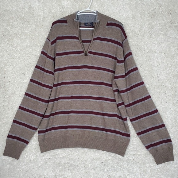 Brooks Brothers 346 Men‎ Merino Wool Sweater Size XL Stripe Preppy Academia - Picture 1 of 11